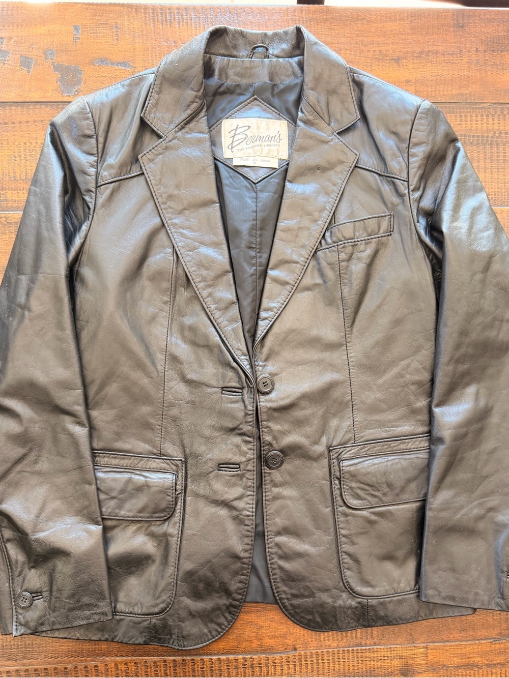 Berman’s Women’s Black Leather Blazer Jacket